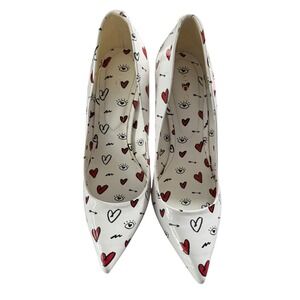 ALDO NEW Stessy 2.0 Stiletto Pump Heels White Valentines Hearts Love Size 7